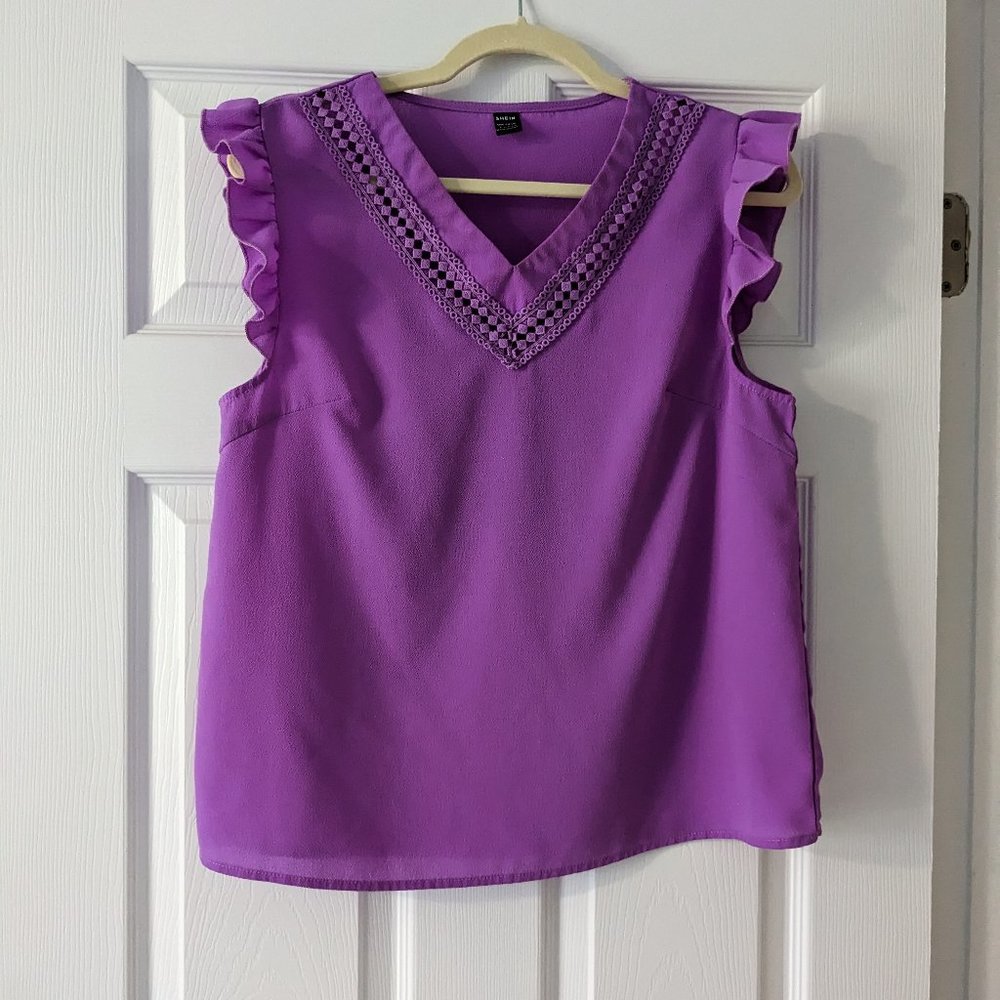 Shein Large ruffled sleeve shell